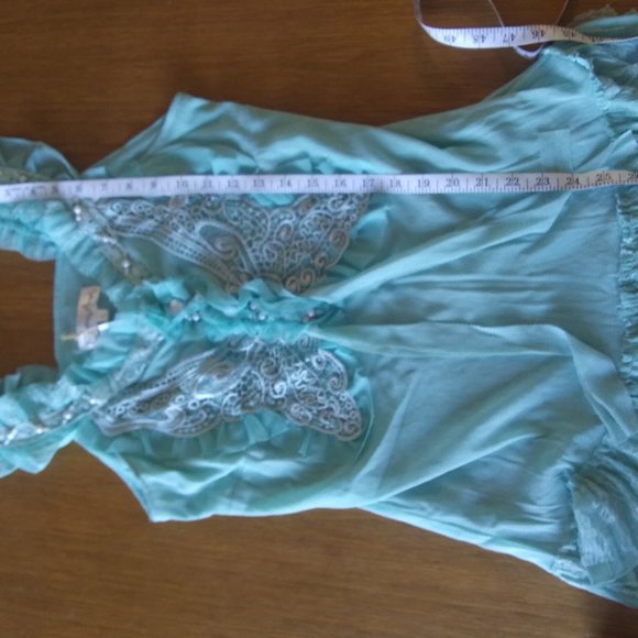 Pretty Angel Aqua Lace Embellished Top - Picture 12 of 13